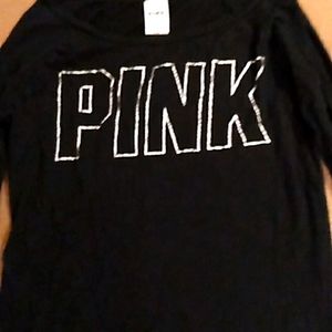 Womens Victoria secret pink black long sleeve top
